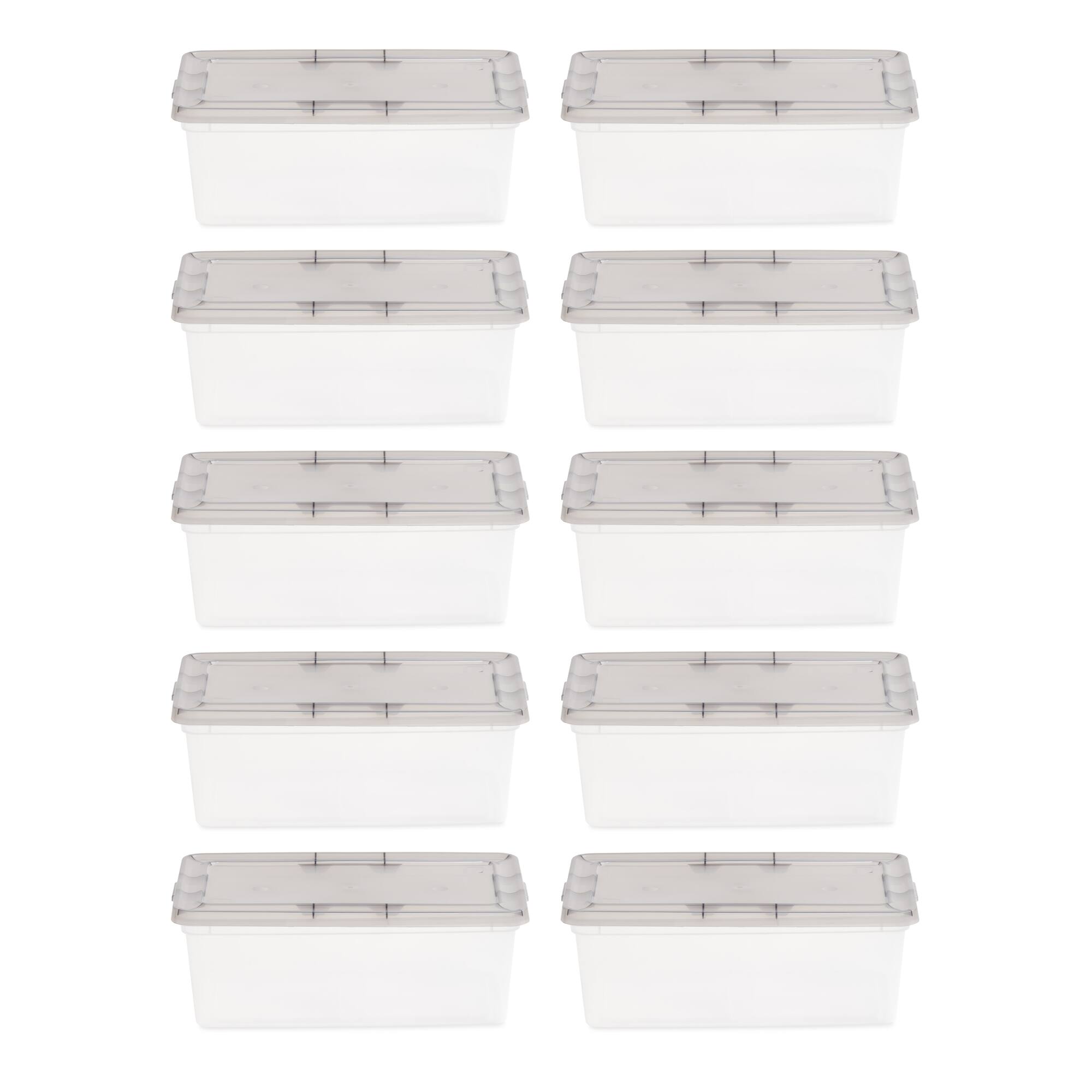 IRIS Clear Stackable Storage Boxes with Gray Lid